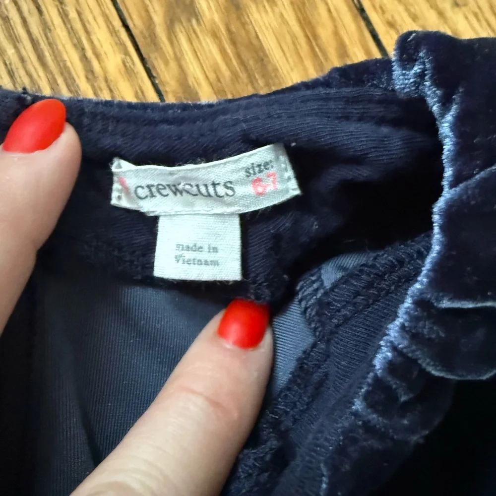 Crewcuts Midnight Blue Velvet Top - Size 6 / 7